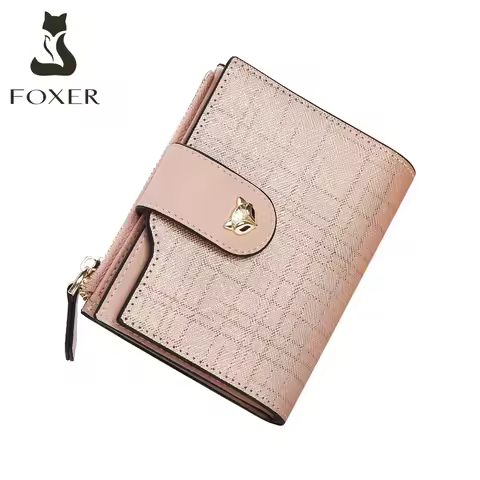 FOXER Brand New Cowhide Leather Women's Short Wallets Female Clutch Card Purse Fashion Wallet Lady F