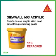 [WEATHER RESISTANT SKIMCOAT] SIKAWALL 603 (1KG REPACKED) READY-TO-USE, ACRYLIC SKIMCOAT SMOOTHING & 