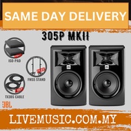 JBL LSR305P MKII Powered 5 Inch Two-Way Studio Monitor with Monitor Stand & Isolation Pad - Pair ( L