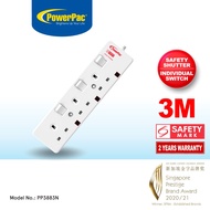 PowerPac Extension Socket Extension Cord, Power Cord, Power Extension 3 way 3 meter. (PP3883N)