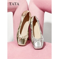 TATA TATA Hehe Silver Ballet Shoes Flat Shoes Women's Shoes Soft-Soled Peas Shoes Women Sheepskin Sh