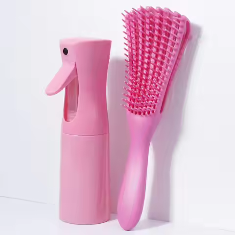 2pcs curly hair exfoliating brush and ultra-fine water mist spray，Afro Textured 3a to 4c Kinky Wavy，