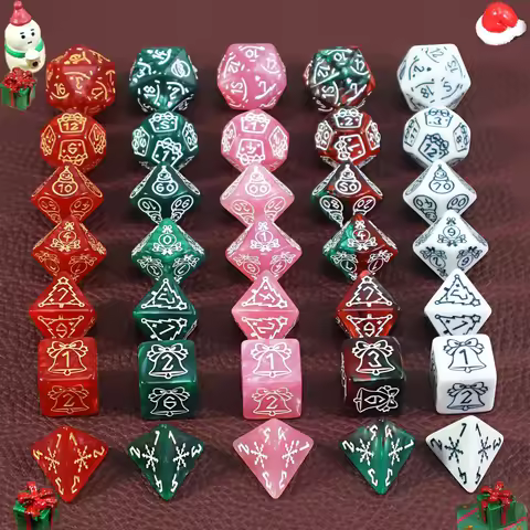 7pcs DND Dice Set Christmas Theme Polyhedral Board Game Dice for TRPG COC, Perfect Gift for DND Play
