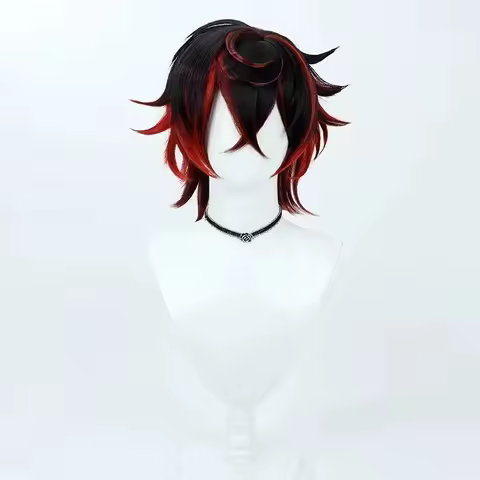 ★Halloween Costume K9 Kuro Kurenai cosplay vtuber black red short heat resistant synthetic hair pa 2