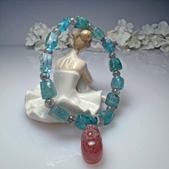 G49 彩虹光 藍磷灰石 8mm 草莓晶豼貅 設計款 獨一無二 手珠 手串