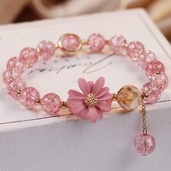 Pink Popular Crystal Bracelet Female Fresh Daisy Flower Bracelet ins Niche Sisters Girlfriends Brace