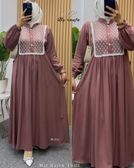 Aisyah Dress | Gamis Rayon Twill Rompi | Baju Wanita Korean Style Terbaru
