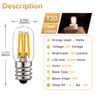 E12 E14 Mini bóng đèn LED T20 1W 2W Candelabra Edison Bulb Cổ Retro Hình Ống màu trắng ấm bóng đèn d
