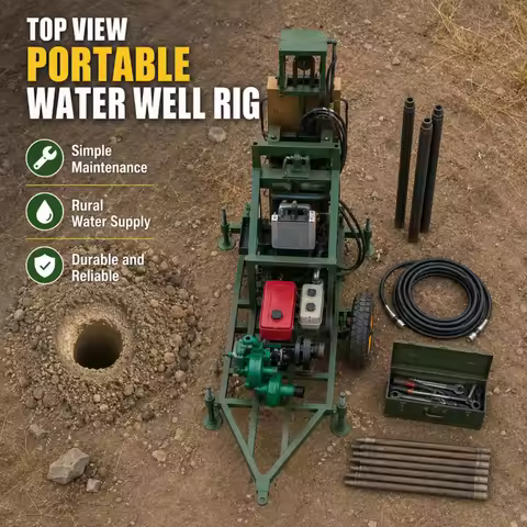 Deep Well Trailer Water Well Drilling Machine Heavy Duty Borehole Digging Rig Rocky Mountain Premium