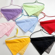 DIY Pet Triangle Scarf Plain Checked Cute Cloth Sticker Cat Scarf Saliva Scarf Small Dog Bichon Bib