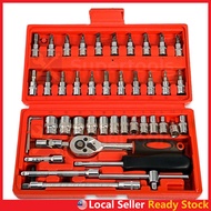 46pcs 1/4" CR-V Socket Box Wrench Set Combination Wrench Ratchet Spanner Automotive Hand Tools Socke