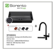 Sorento SRTKS8848-BL SUS304 Honeycomb Kitchen Sink + SRTKT73SS-BL Pull Out Kitchen Tap with Waterfa