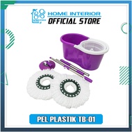 Spin Mop Alat Pel Putar Otomatis + Ember Plastik Peras Tanpa Pakai Tangan Stainless Steel Lantai Ala