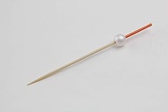 Banyo 18251B Natural Material, Made in Japan, White Pearl Skewers, Orange, 3.5 inches (9 cm), Pack o