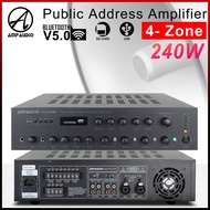 AmpAudio 240W Public Address Amplifier 4-Zone Selector With Bluetooth USB Amplifier