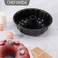 ((Baking God Fist) Chefmade wk9976 Black 33cm Hollow Flower Shape Non-Stick Cake Mold Donut Round Ba