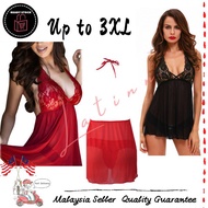 daiso READY STOCK Plus Size Women Sexy Lingerie Lace Nightwear Sleepwear Baju Tidur Wanita Seksi Siz