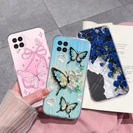 For Samsung Galaxy M62 F62 Phone Case Vivid Butterfly Pretty Flowers Soft Slim TPU Transparent Silic