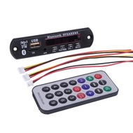 support :
FM Radio
TF card
USB
Record
AUX
Bluetooth 5.0 Hifi stereo
12V with 78MO5

modul ini sifatnya hanya untuk memutar lagu/sebagai audio player. untuk mengeluarkan suara ke speaker membutuh kan power amplifier.

paket kit :
remote free baterai
modul