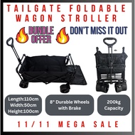 Foldable Wagon Stroller Trolley Cart with Tailgate side open