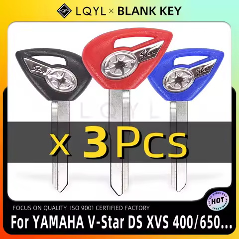 3Pcs Motorcycle Blank Key Replace Uncut Keys For YAMAHA Dragstar V-Star DS400 DS650 XVS400 XVS650 XV