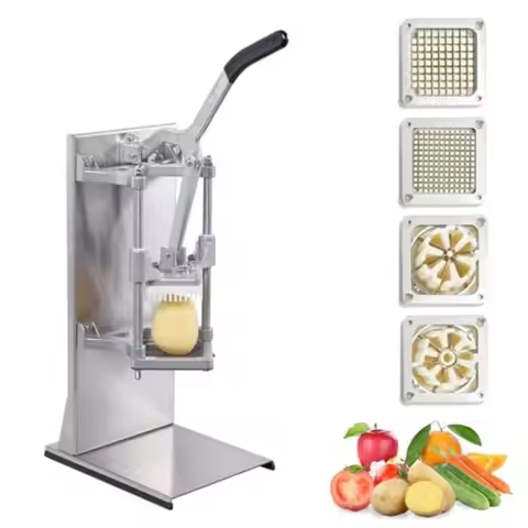 Commercial French Fry Cutter with 4 Size Blades Stainless Steel 1/4″ 3/8″ 6 Wedges 6 Wedges to Core 