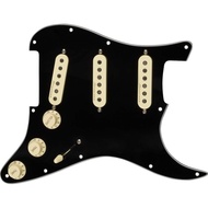 Fender Guitar Parts Pre-Wired Strat Pickguard, Vintage Noiseless SSS, Black 11 Hole PG