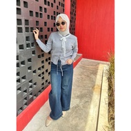 C168 fx lace scarf knit cardigan