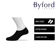 Byford Stoking | (3 Pcs) Byford Mens Cotton Spandex No Show Non Terry Sport Socks Assorted Colours -