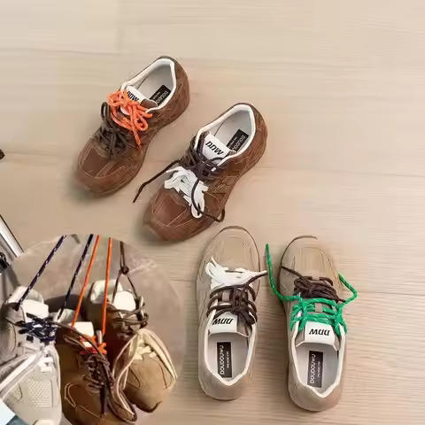Length 100cm Shoelaces Vintage DE Training Round Flat Shoelaces For MiU Leather Laces Combination Sp
