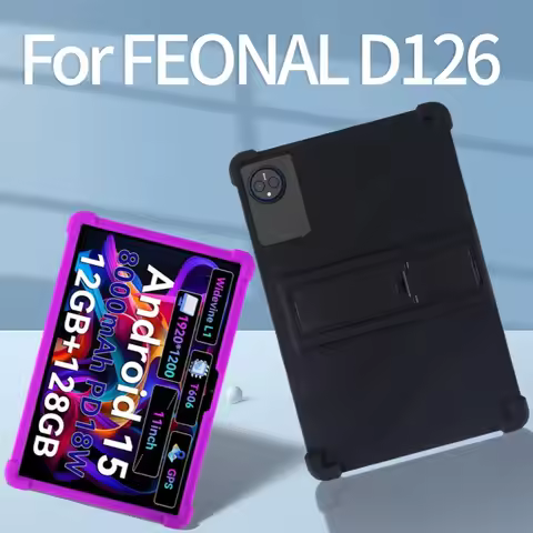 Case for FEONAL D126 Tablet 11 Inch Tablet, Kids Friendly Soft Silicone Adjustable Stand Cover FEONA