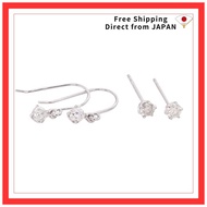 [KASHIMA] Platinum 900 0.2ct Diamond Stud Hook Earrings Set of Two