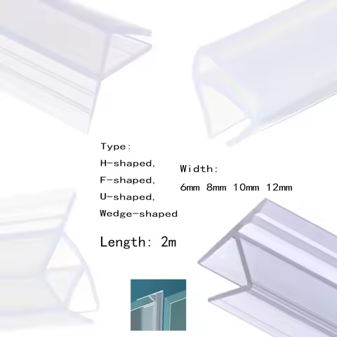 2M H/F/U type Shower Door Seal Strip, Bath Screen Gaps Seal, Waterproof Glass Door Seals for Home Im