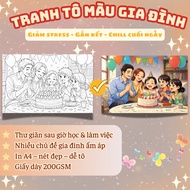 A4 Anime Family Coloring Pages (20 Sheets) – 200gsm Thick Paper – Relaxation, Stress Relief, Meaning