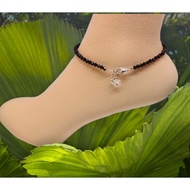 Custom made crystal anklet 4mm black crystals with bell or charm.Length(10cm to 33cm)Baby size to ad