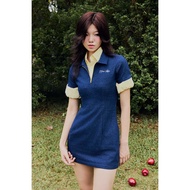 Váy Polo nữ NOAM Denim Grove Dáng Ôm Body ngắn Chất liệu denim cao cấp - Màu xanh