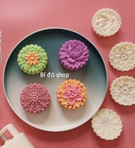 Bộ khuôn trung thu lò xo 2022 NHỤY 5 CÁNH 125g 4 mặt 1 nhấn - Bí đỏ shop Dụng cụ làm bánh