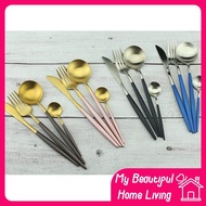 (FINE DINING ATMOSPHERE) MBHL 4pcs Nordic 4in1 304 Stainless Steel Cutlery Set Fork Spoon Knife Teas