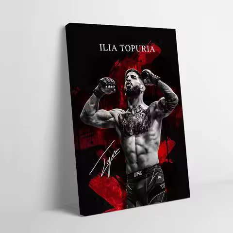 Ilia Topuria UFC Fighter Portrait Poster Customizable Printed Canvas Painting Wall Art Gift for Vint