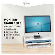 EzLife Monitor Stand Riser with 3 Drawer Storage Organizer Multifunction Home Office Desktop Laptop 