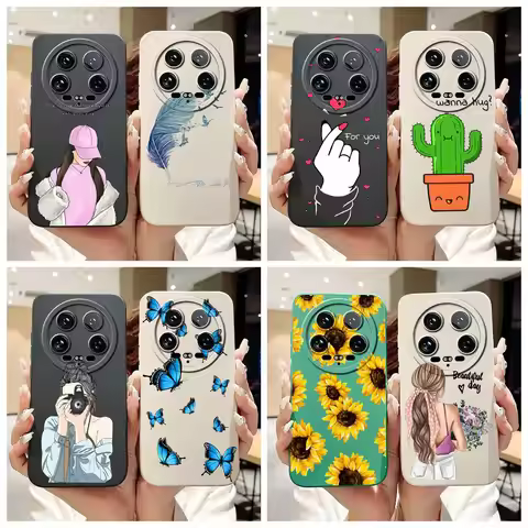 For Xiaomi 14 Ultra Case Mi 13 Ultra Pretty Girls Sunflower Cover Soft Silicone Case For Xiaomi Mi 1