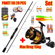 ⚡️Beli 1 Dapat 28⚡️Joran Pancing 1 Set Reel Besi / joran pancing kuat 50kg / Pancing 1 Set Lengkap K