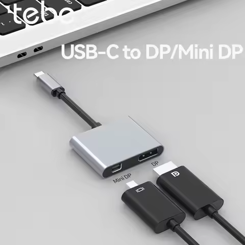 Tebe 2 IN 1 USB-C to 4K*2K DP1.4 /Mini DP Hub Splitter For Macbook Air iPad Lenovo Dell Asus Type-c 