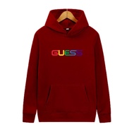 Sweater Hoodie Pria Distro Fleece Tebal Motif Guess Hitam