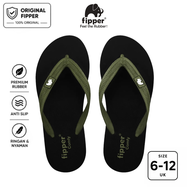 Fipper Comfy Sandal Jepit Anti Slip Pria Wanita Original Ringan Nyaman Hitam Black / Green Army