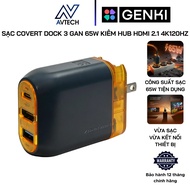 Genki Covert Dock 3 GaN 65W Charger with HDMI 2.1 Hub 4K120Hz Mini Dock for Switch 2, Steam Deck, Ma
