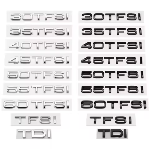 ABS Car 30 35 40 45 50 55 60 TFSI TDI Letters Logo Trunk Badge Emblem Decals Sticker For Audi A6 A1 