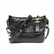 CHANEL 黑色牛皮晶片金銀扣GABRIELLE流浪小號肩背包