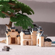 ROEMDEE Mini Resin House, Chinese Style Retor Mini Old City Gate, Ancient Building House Models Resi