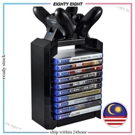Eighty Eight Shop Game Disk Tower Vertical Stand for PS4 Dual Controller Charging Dock Station for 4
